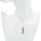 14k Yellow Gold Australian Striated Opal Flip Flop Pendant & Earring Set