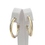 David Yurman Cable Sterling Silver and 14k Yellow Gold Hoop Earrings