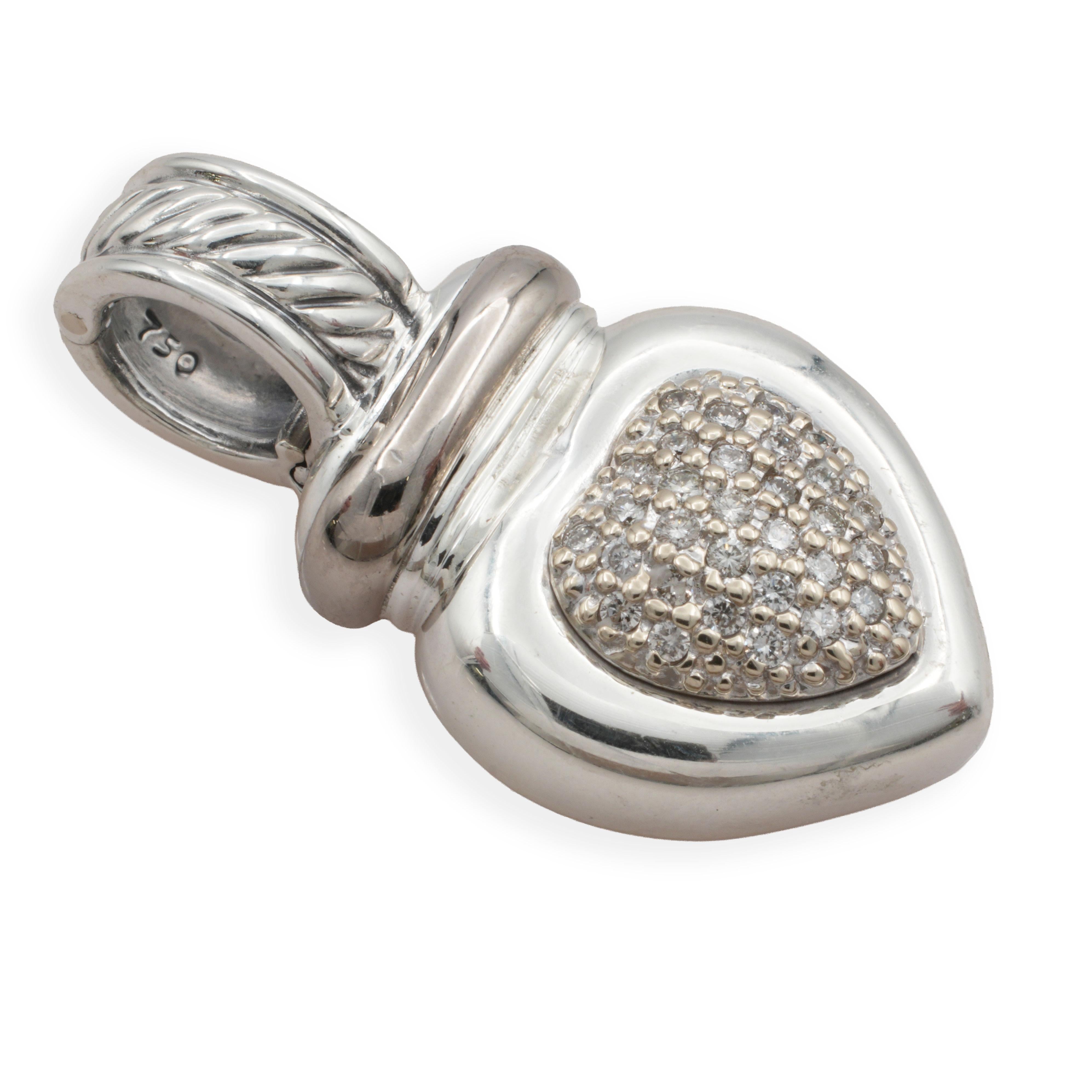 David Yurman Sterling Silver Diamond Heart Pendant