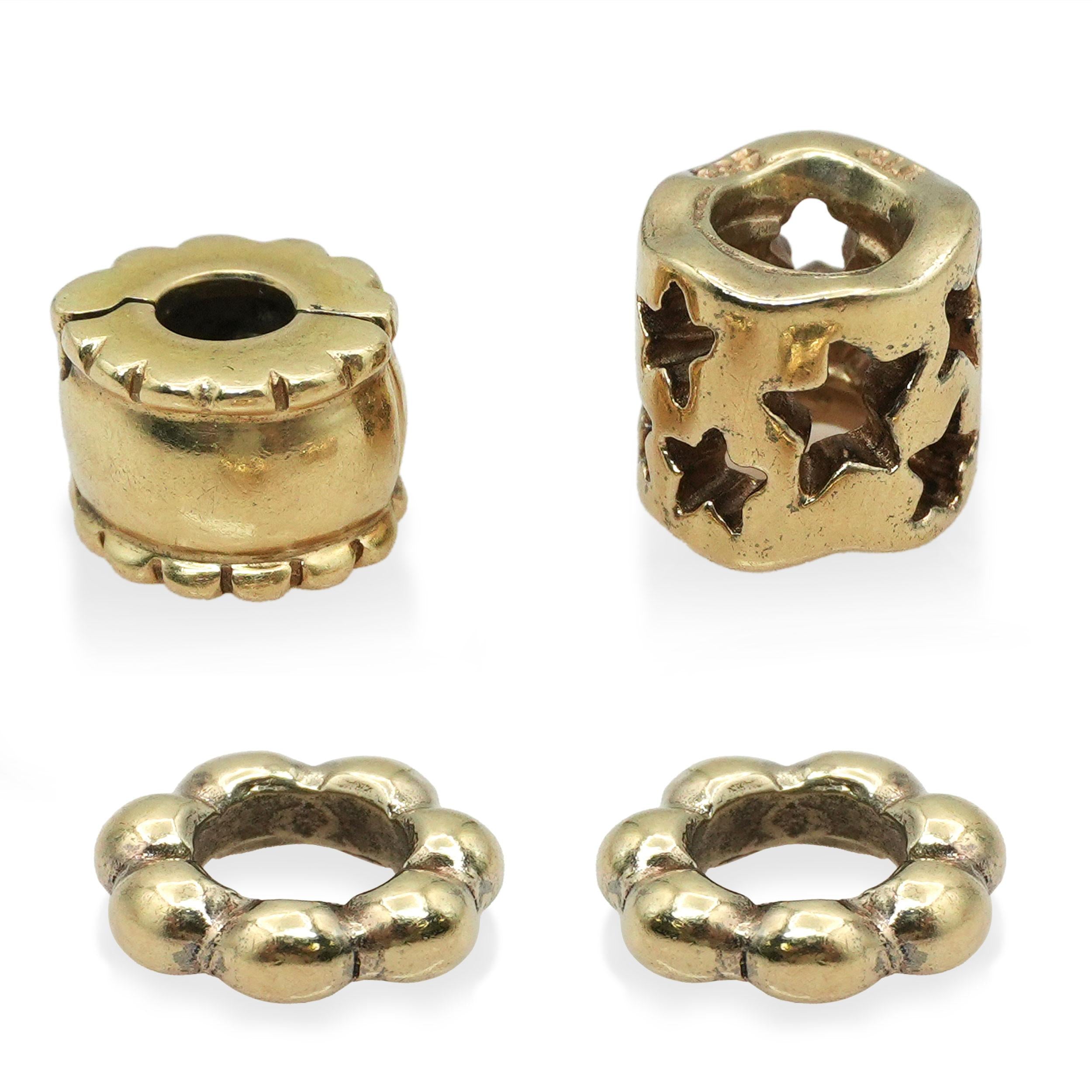Pandora 14K Yellow Gold Star, Clip and Spacer Charm Set