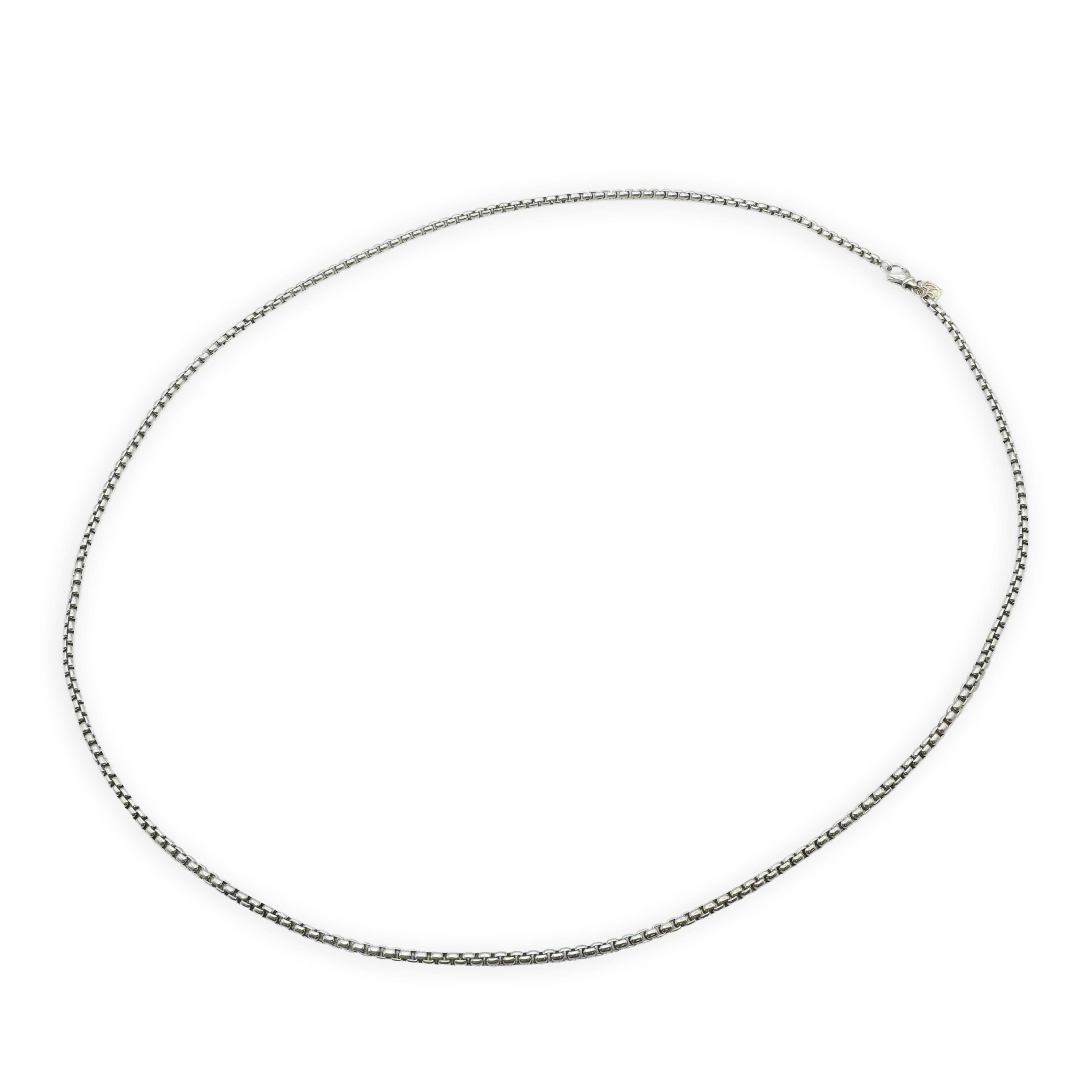 David Yurman Sterling Silver and 14K Gold Box Chain Necklace