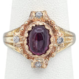 Vintage 14K Yellow Gold Ruby & Diamond Band Ring Size 6.25