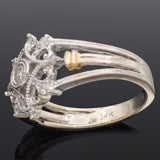 Estate 14K White Gold 0.19 TCW Diamond Filigree Band Ring Size 6