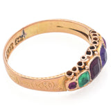 Antique Victorian 15K Yellow Gold Multi-Stone Regard Acrostic Band Ring Size 5.5