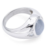Vintage 14K White Gold 8.45 Ct Star Sapphire & 0.22 TCW Diamond Ring Size 8.5