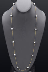 Roberto Coin 18K Yellow Gold And Sterling Silver Bead Station Necklace 32 Inches
