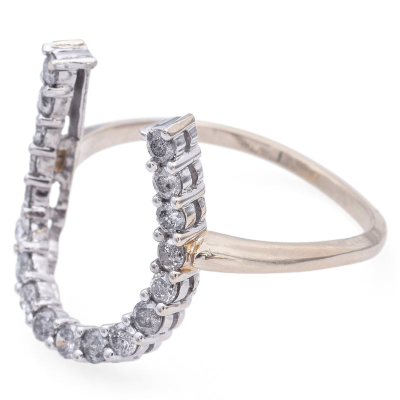 Vintage 14K White Gold 1.08 TCW Diamond Horseshoe Ring Size 10.5