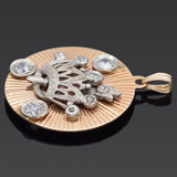 Vintage 14K Yellow Gold 0.59 TCW Old Euro Diamond Crown Pendant