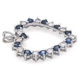 Vintage 14K White Gold Sapphire & 0.85 TCW Diamond Open Heart Pendant