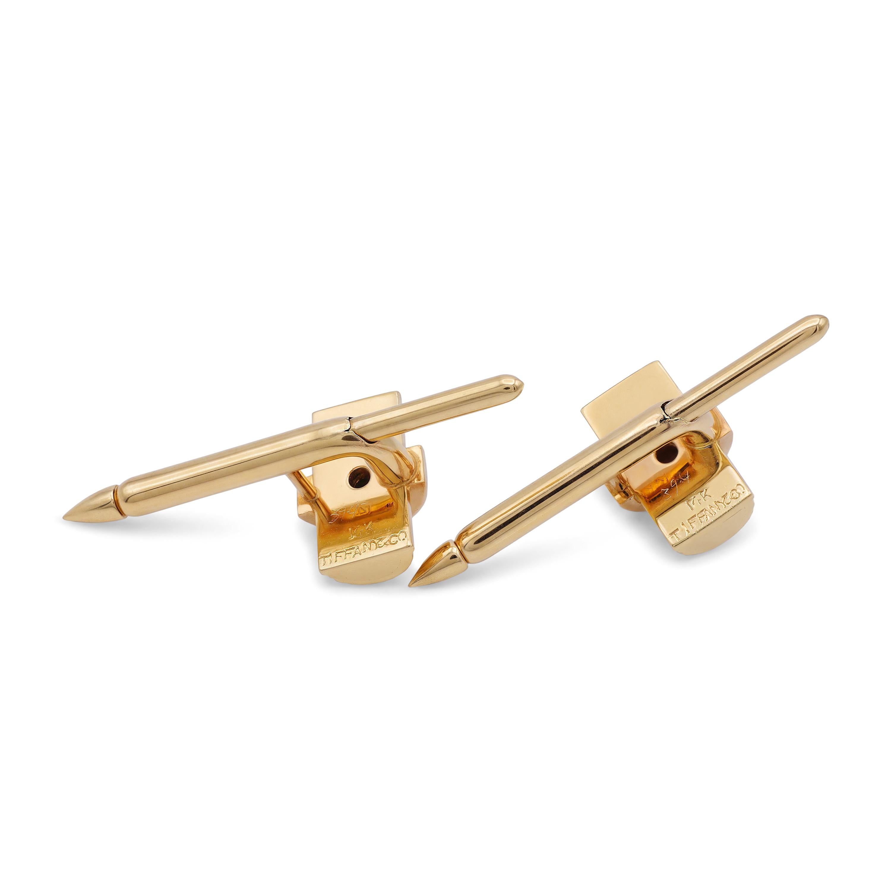 Vintage Tiffany & Co. 14k Yellow Gold Ruby Bar Cufflinks