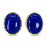 Vintage 14k Yellow Gold Lapis Lazuli Statement Stud Earrings