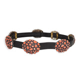 Southwestern Philbert Secatero Sterling Silver Coral Leather Concho Belt