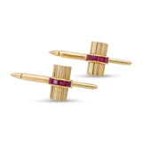 Vintage Tiffany & Co. 14k Yellow Gold Ruby Bar Cufflinks