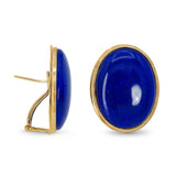 Vintage 14k Yellow Gold Lapis Lazuli Statement Stud Earrings