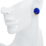 Vintage 14k Yellow Gold Lapis Lazuli Statement Stud Earrings