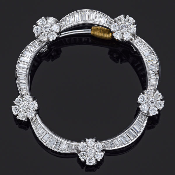 Vintage 1.90 TCW Diamond Platinum Brooch Pin Pendant
