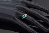 Vintage 14K Yellow Gold Emerald & Diamond Band Ring Size 8.25