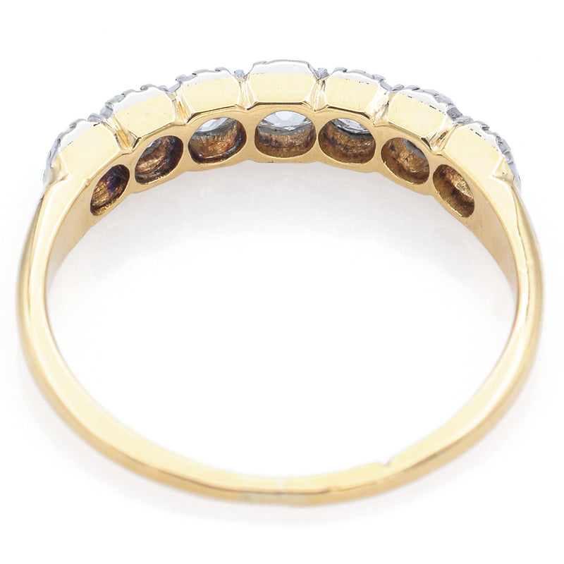 Antique 18K Yellow Gold & Platinum 0.74 TCW Diamond Band Ring Size 6.5
