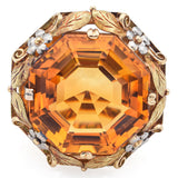 Vintage 18K Yellow Gold 25.24 Carat Citrine Cocktail Ring Size 6.25