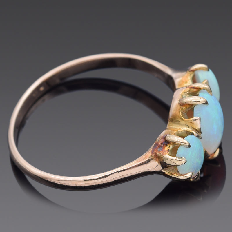 Antique 10K Yellow Gold Opal Band Ring Size 8