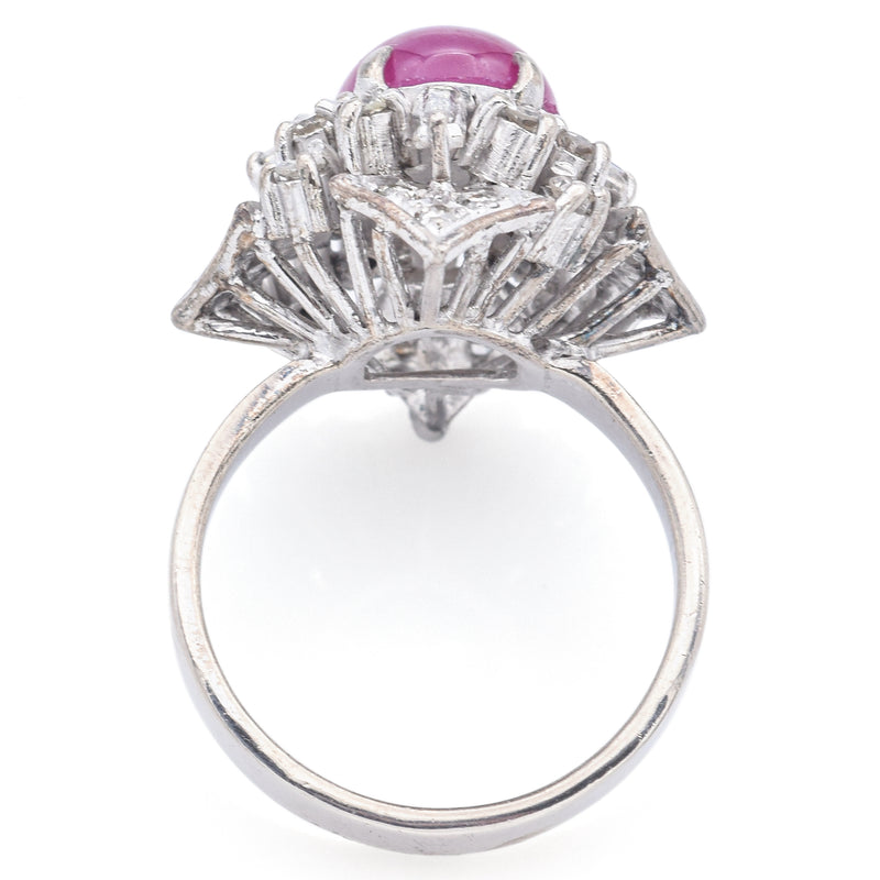 Vintage Asian Silver & Gold Alloy Ruby & 0.73TCW Diamond Cocktail Ring Size 6.75