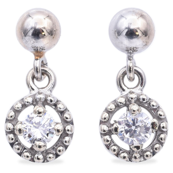 Estate 14K White Gold 0.22 TCW Diamond Dangle Earrings