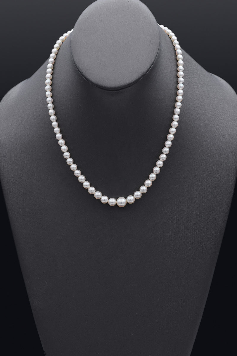 Mikimoto 14K Yellow Gold 4-8.5 mm Cultured Pearl Beaded Strand Necklace + Box