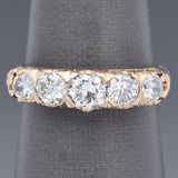 Antique 18K Yellow Gold 1.14 TCW Diamond Band Ring Size 5.25
