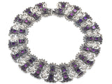 Vintage Mexico Sterling Silver Amethyst Chunky Chain Collar Necklace