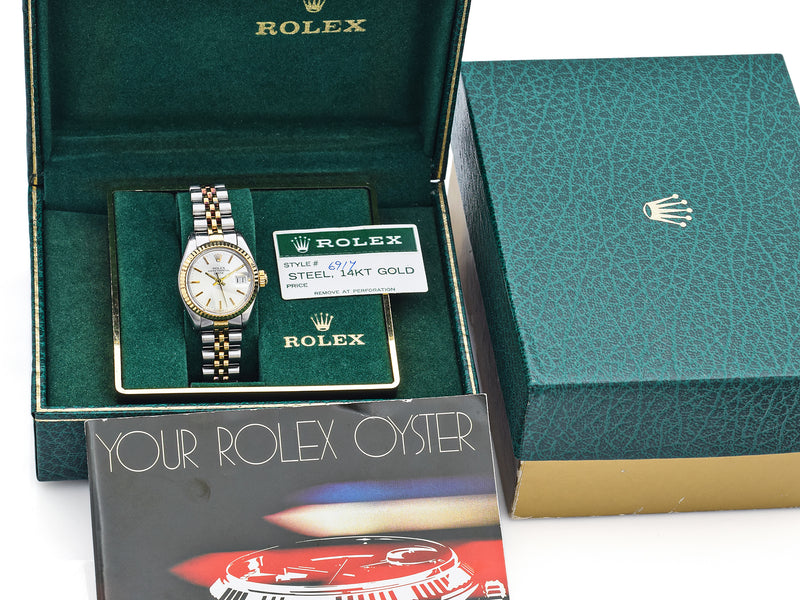 Rolex Oyster Perpetual SS/14K Gold Women's Automatic Watch Ref 6917 +Box Booklet