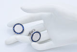 Vintage Lucien Piccard Palladium Sapphire Round Cufflinks 21 mm