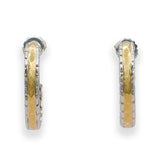 John Hardy Sterling Silver and 22k Yellow Gold Textured Hoop Earrings