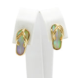 14k Yellow Gold Australian Striated Opal Flip Flop Pendant & Earring Set