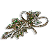 Vintage Precious Metal Alloy Jade & Diamond Brooch & Earrings Set