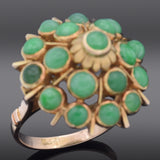 Vintage 14K Yellow Gold Green Jade Thai Princess Harem Cocktail Ring Size 6.5