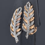 Vintage J Roca 18K Yellow Gold 0.68TCW Diamond Feather Brooch Pin & Earrings Set