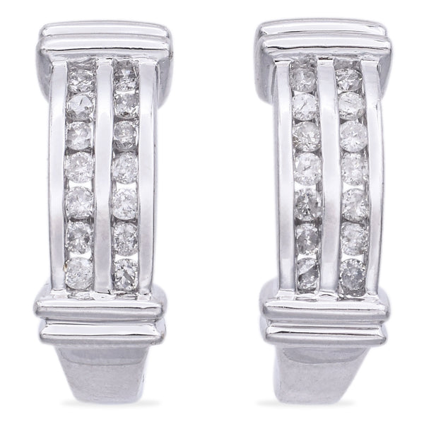Estate 14K White Gold 0.42 TCW Diamond J-Hook Earrings
