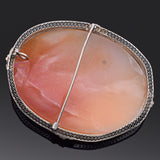 Antique 14K White Gold Cameo Shell Brooch Pin Pendant 54.70 x 43 mm