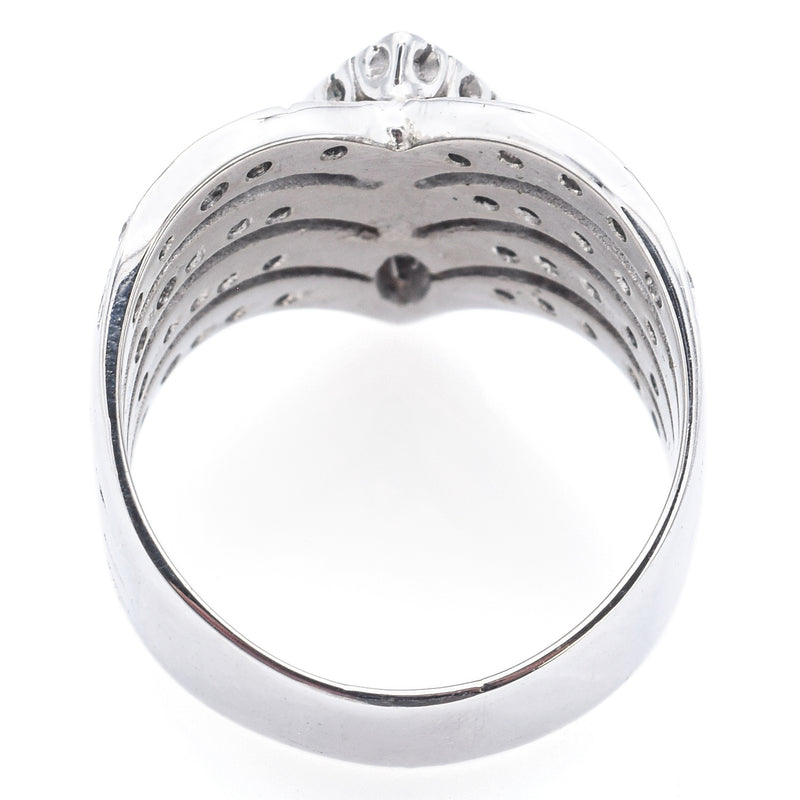 Vintage 14K White Gold 1.30 TCW Diamond Cocktail Ring Size 8.5