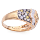 Estate 18K Yellow Gold & Black Rhodium 0.83TCW Multi-Color Diamond Ring Size 8.5