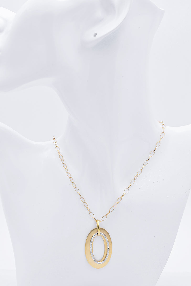 Gabriel & Co. 18K Yellow Gold Diamond Oval Pendant Necklace