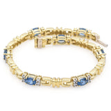 Estate 18K Yellow Gold Sapphire & 0.70 TCW Diamond Tennis Bracelet