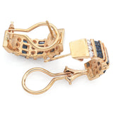 Vintage 14K Yellow Gold Sapphire & 0.60 TCW Diamond Omega-Back Earrings