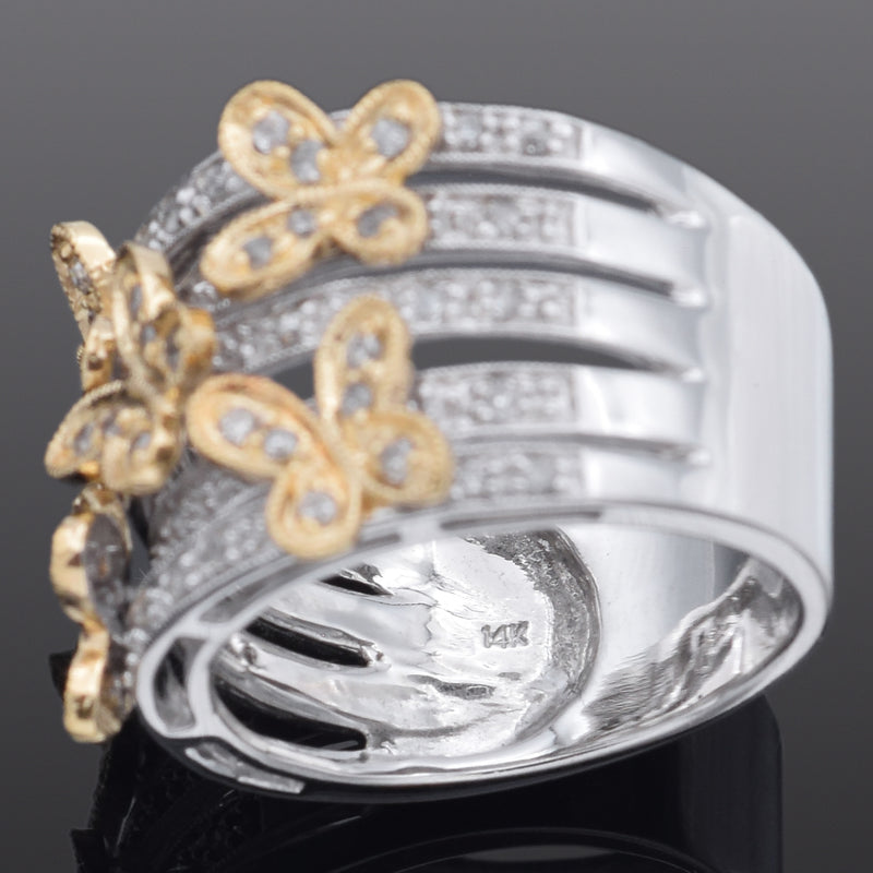 OTC 14K Yellow & White Gold 0.61 TCW Diamond Butterfly Ring Size 6.75