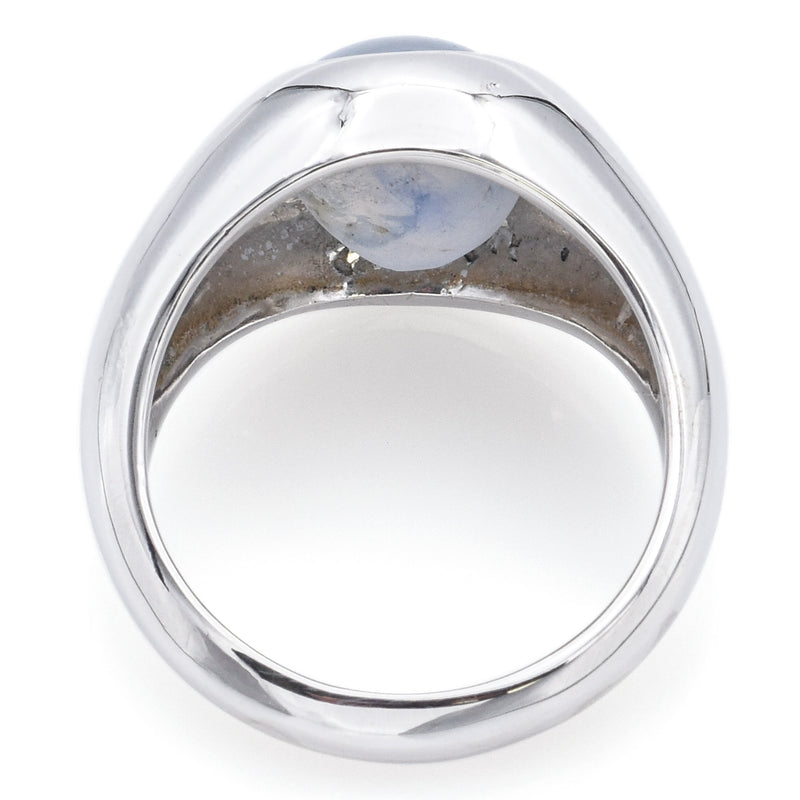 Vintage 14K White Gold 8.45 Ct Star Sapphire & 0.22 TCW Diamond Ring Size 8.5