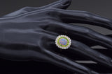 Antique 14K Yellow Gold Opal, Tsavorite Garnet & 0.82 TCW Diamond Ring Size 6.25