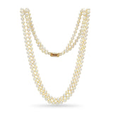 Vintage Ming 14k Yellow Gold Pearl & Orange Jade Double Strand Necklace