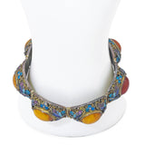 Chinese Export Silver Gilt Filigree Enamel Amber Bracelet