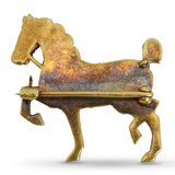 Antique Edwardian 14k Yellow Gold Pearl and Ruby Equestrian Horse Brooch