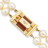 Vintage Ming 14k Yellow Gold Pearl & Orange Jade Double Strand Necklace